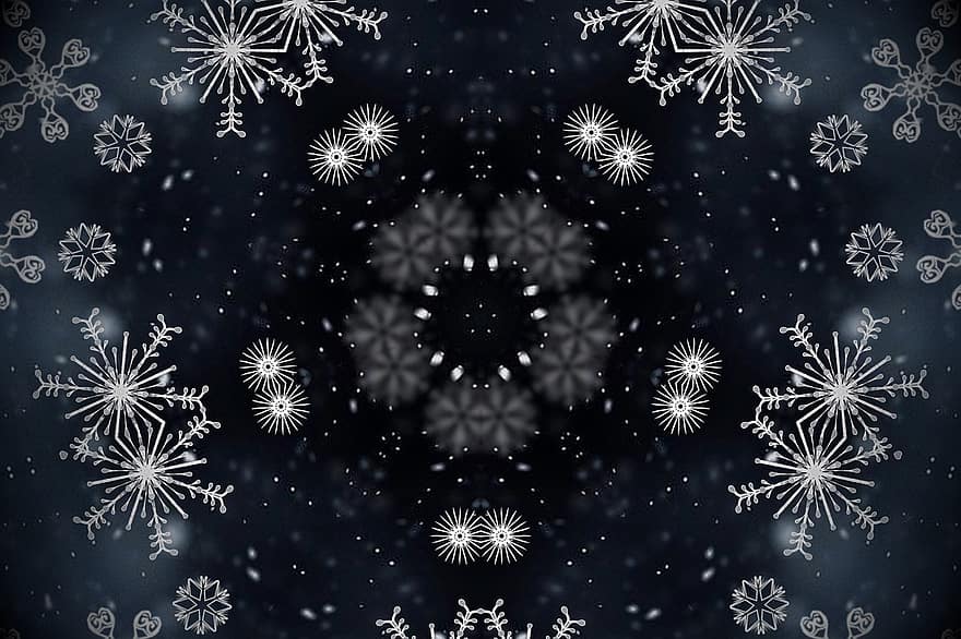розочка, мандала, фон, снежинки, зима, снег, орнамент, обои на стену, оформление, декоративный, симметричный