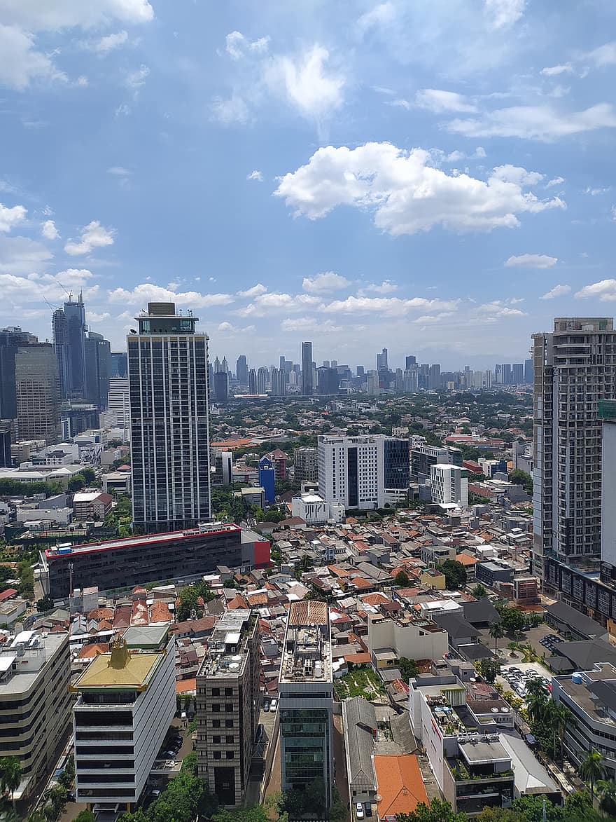 stadsgezicht, Indonesië, stedelijk, gebouwen, stad, reizen