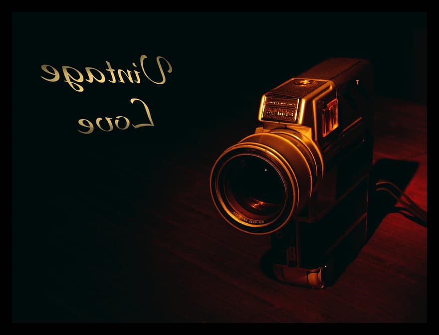 filmadora, kameru, objektīvs, vecs, kameras objektīvs, reflekss