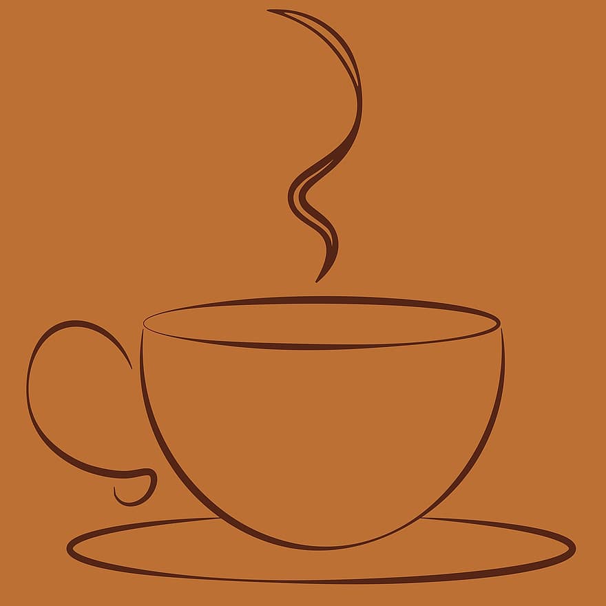 cafè, tassa, beure, begudes, calenta, saborós, deliciós, contorn, línia, patró