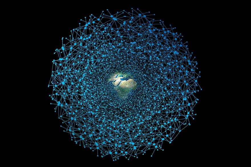 पृष्ठभूमि, साइबर, प्रौद्योगिकी, अंतरिक्ष, डेटा, धरती, नवोन्मेष, नेटवर्क, संचार, तीर, भविष्य