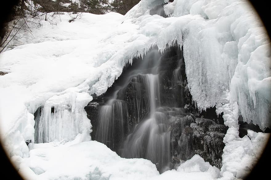 vodopád, zamrzlý, rampouchy, před naším letopočtem, severní, Kanada, britský, columbia, Studený, zimní, led