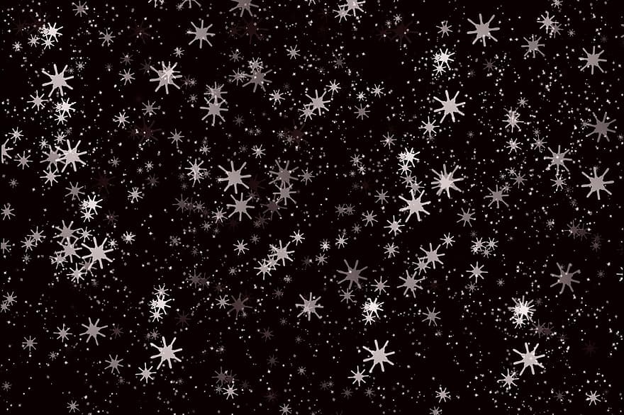la neve, fiocco di neve, neve scintillante, stelle, stelle nere