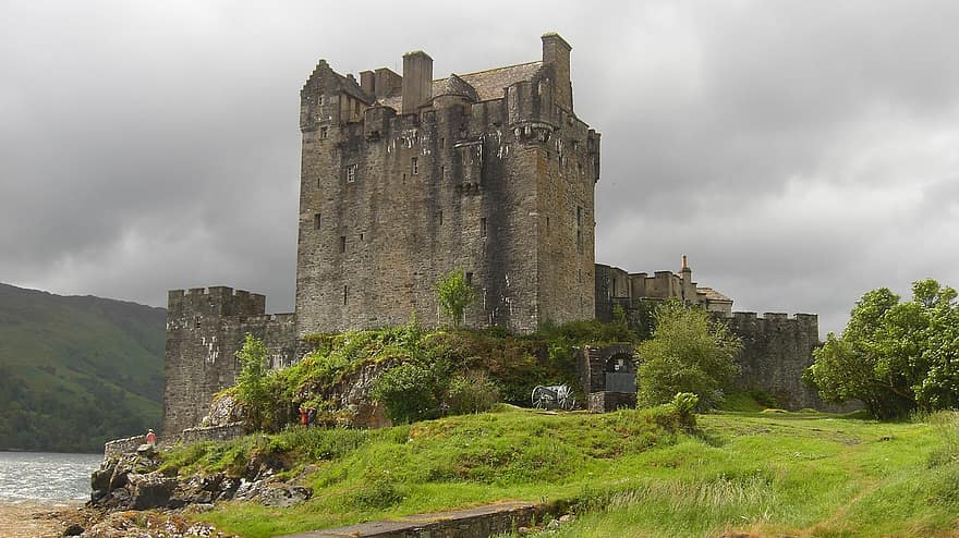 Castle, Lake, Eileen Donald Castle, Historical, Clouds, Water, Weather, Storm, Wind, Vacations, architecture