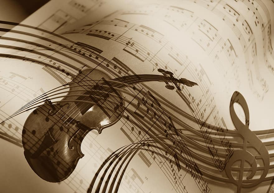 müzik, keman, üçlü nota anahtarı, ses, konser, müzisyen, notenblatt, nota anahtarı