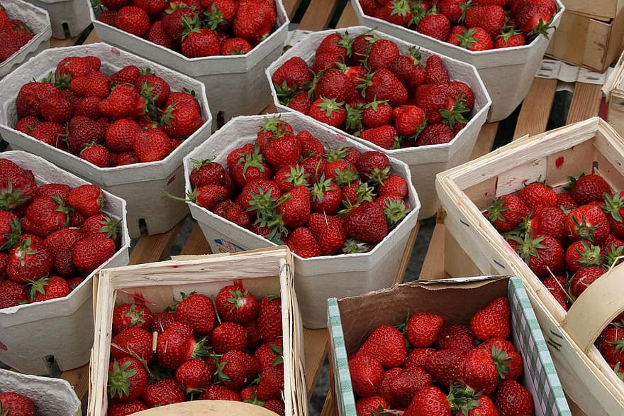 jordbær, marked, f, nydelig, mat, frukt, sunn, spise, bær, appetittvekkende
