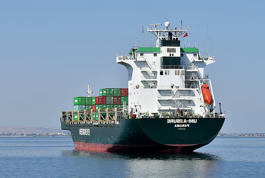 kapal, muatan, wadah, industri, mengangkut, laut, ekspor, perdagangan, perahu, hijau, pelayaran