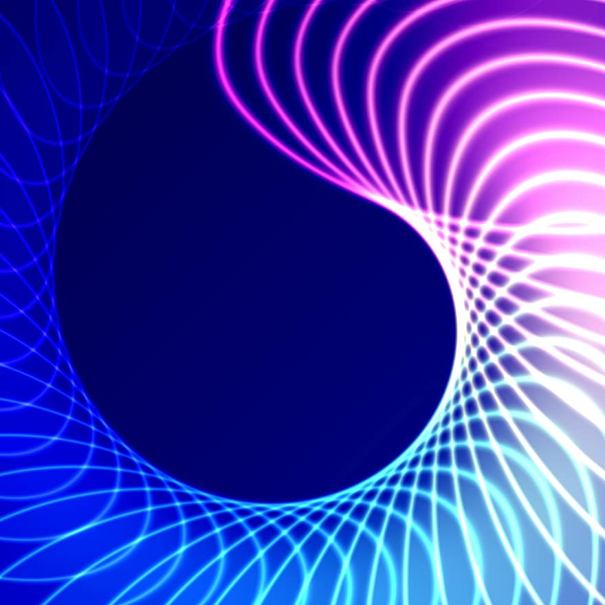 spiral-, ändlös, rörelse, runda, blå