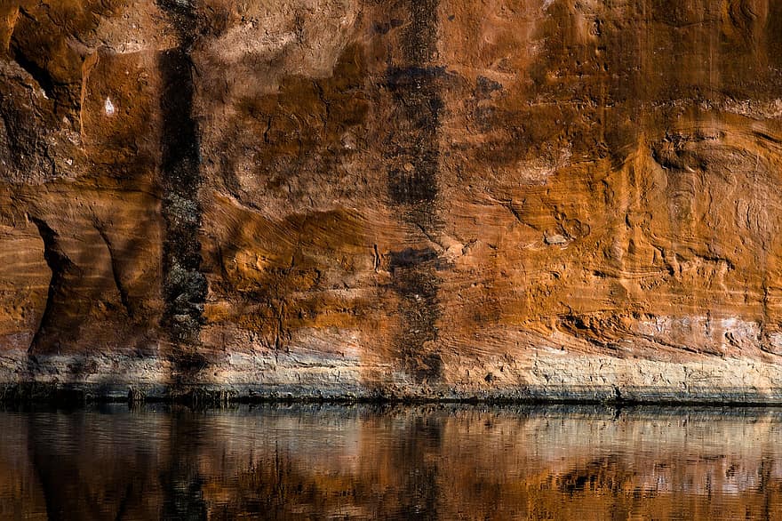 Utah, eau, mur, Roche, réflexion, rouge, grès