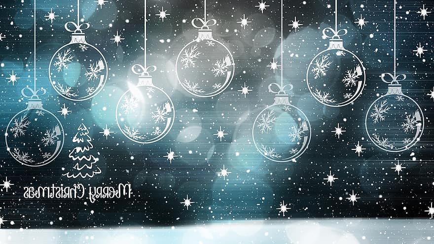 Noel, Yılbaşı kartı, önemsiz şey, mutlu tatiller, Noel dekorasyonu, Bayram, Noel baubles, kart, arkaplan, Noel ağacı, Kar taneleri