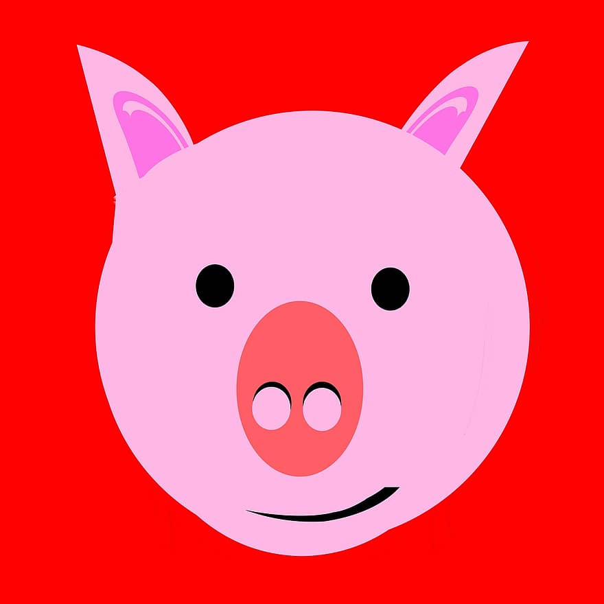豚、豚肉、面、頭、漫画、楽しい、おもしろい