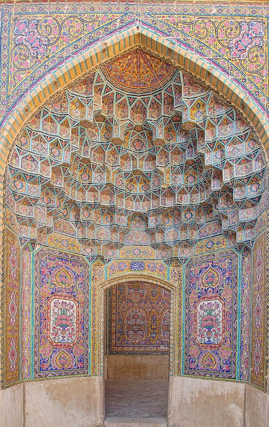 İran, Şiraz, kültür, kültürler, mimari, dekorasyon, Desen, ünlü mekan, din, mozaik, Tarihçe