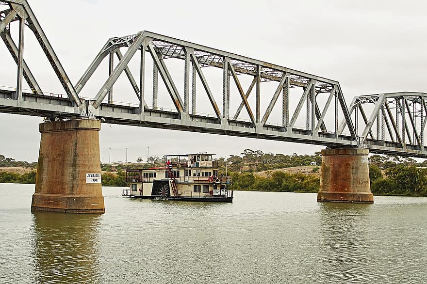 Murray River, brug, Australië, rivier-, Zuid Australië, water, vervoer, Verzenden, wijze van transport, industrie, Bekende plek