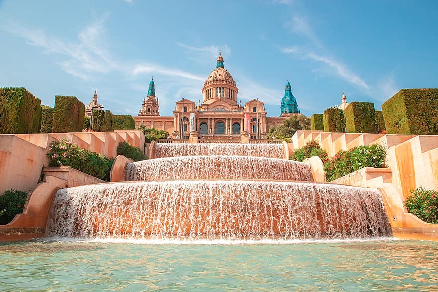 น้ำพุ, น้ำตก, Gaudi, สถาปัตยกรรม, การท่องเที่ยว, บาร์เซโลนา, สเปน, ยุโรป