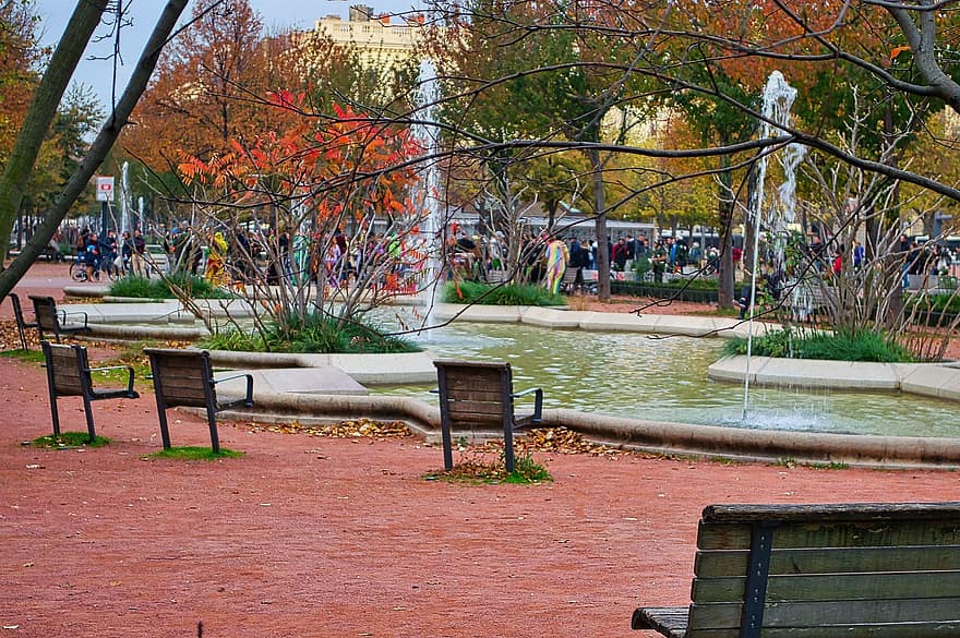 jardin publique, parc, bassin