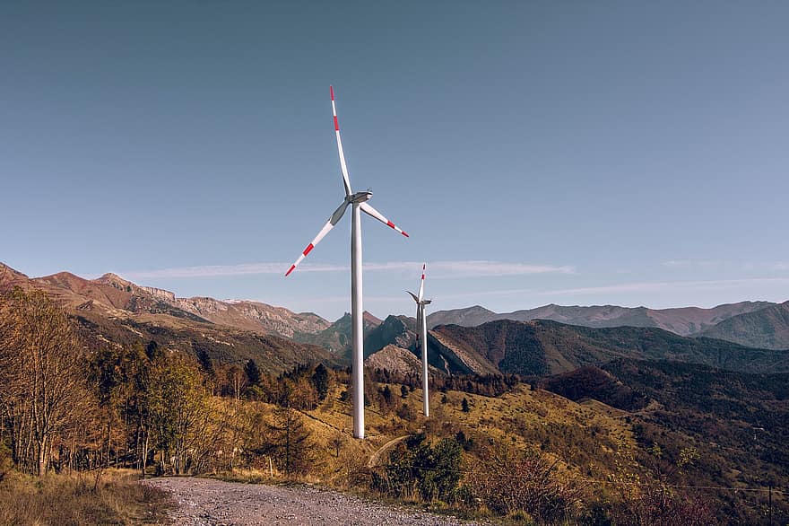 mulino a vento, montagne, campagna, eco, vento, sostenibile, rinnovabile, ecologia, energia, turbina eolica, Stazione di energia eolica