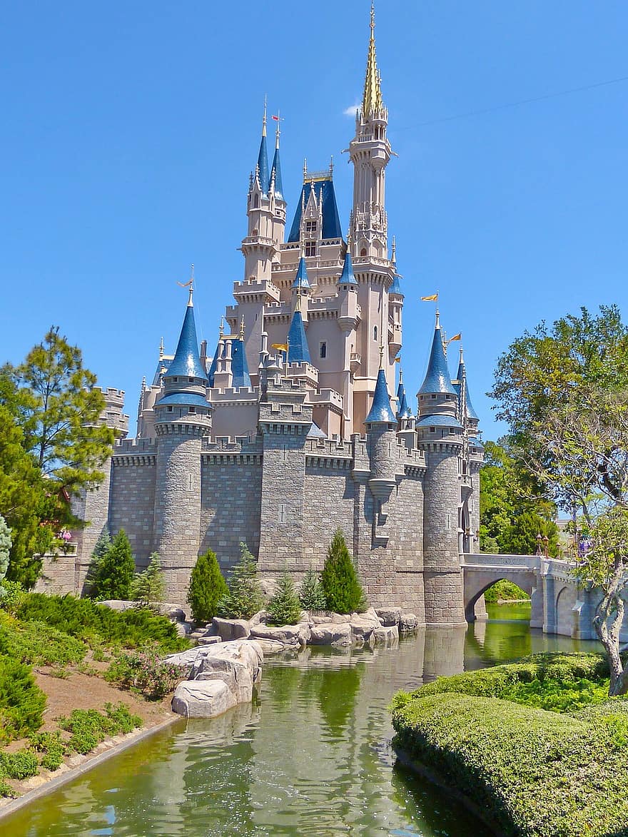 Disney, EUA, flórida, orlando, castelo, arquitetura, lugar famoso, história, culturas, exterior do edifício, agua