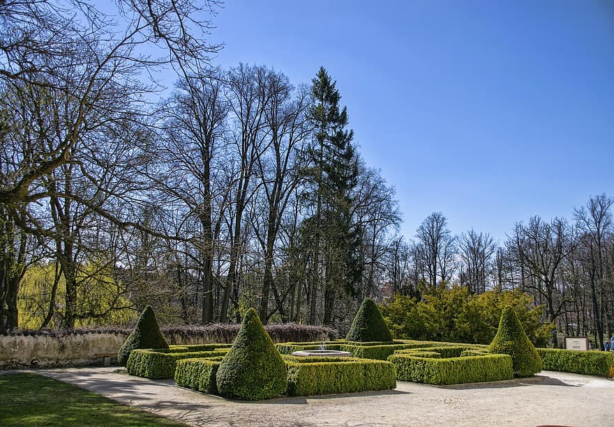 Park, Gardens, historisch, Böhmen, Europa, Bäume, Baum, Gras, Pflanze, grüne Farbe, Landschaft