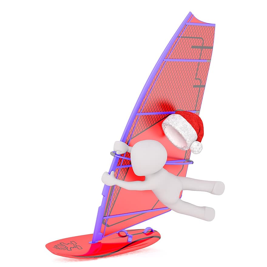 λευκό αρσενικό, 3d μοντέλο, ολόσωμος, 3d, λευκό, απομονωμένος, Χριστούγεννα, santa καπέλο, πανι ΠΛΟΙΟΥ, άνεμος, υπεράκτια αιολική ενέργεια