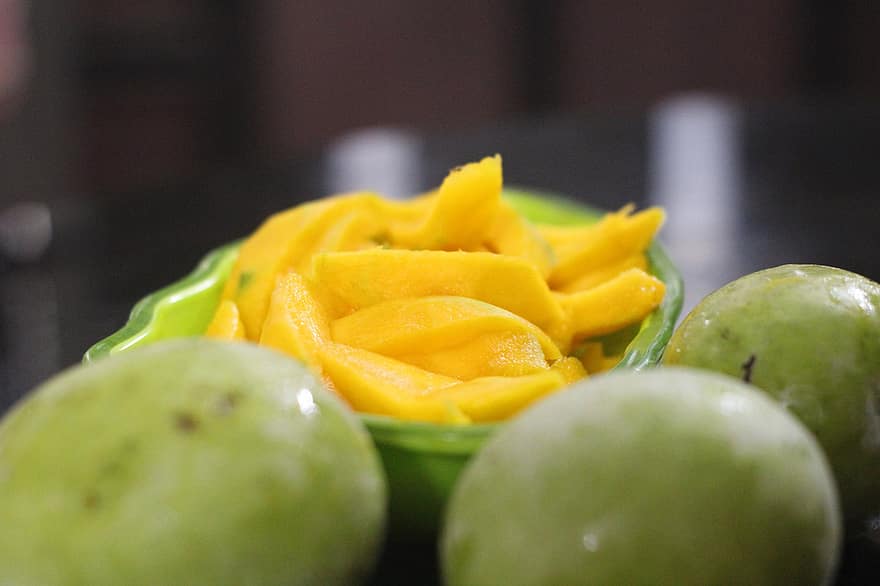 манго, фрукти, солодкий, соковитий, урожай, органічні, нарізаний, закуска, їжа
