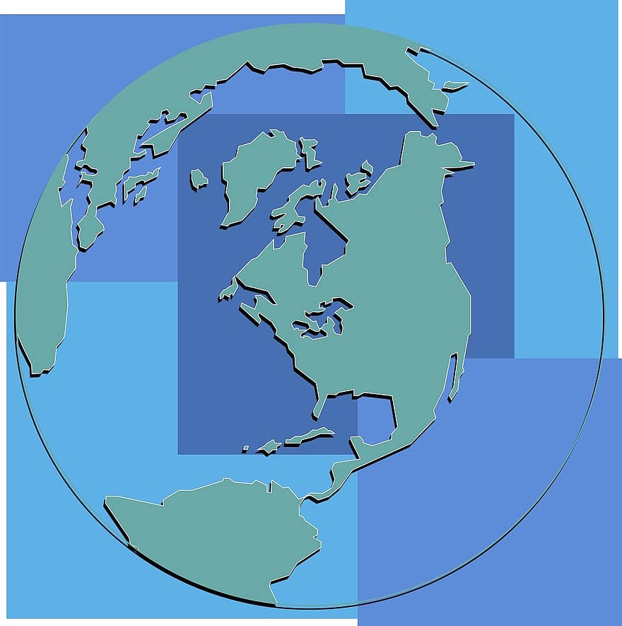 mundo, globo, esfera, terra, mapa, planeta, continentes, América, mapa azul, globo azul