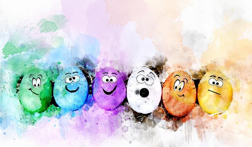 kiaušiniai, Velykų, spalvinga, akvarelė, Velykinis kiaušinis, Velykų kiaušiniai, šventė, pavasaris, žalias, geltona, sezoną