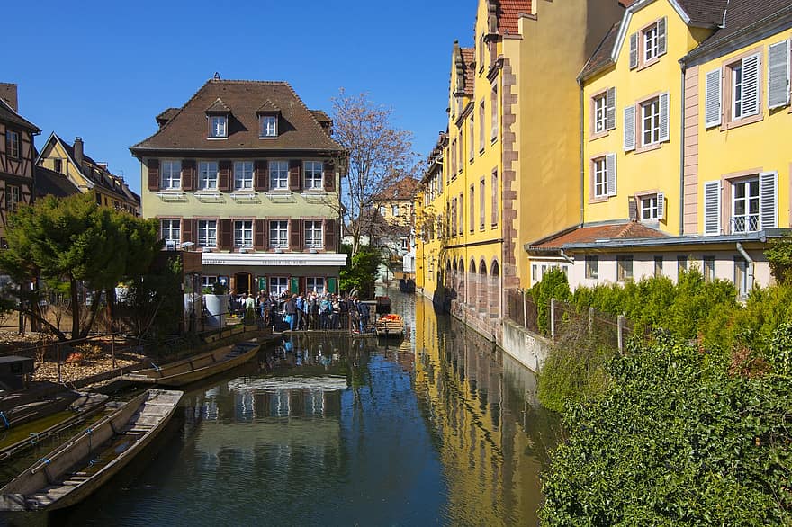 град, канал, село, Франция, Колмар, архитектура, известното място, култури, история, външна сграда, вода
