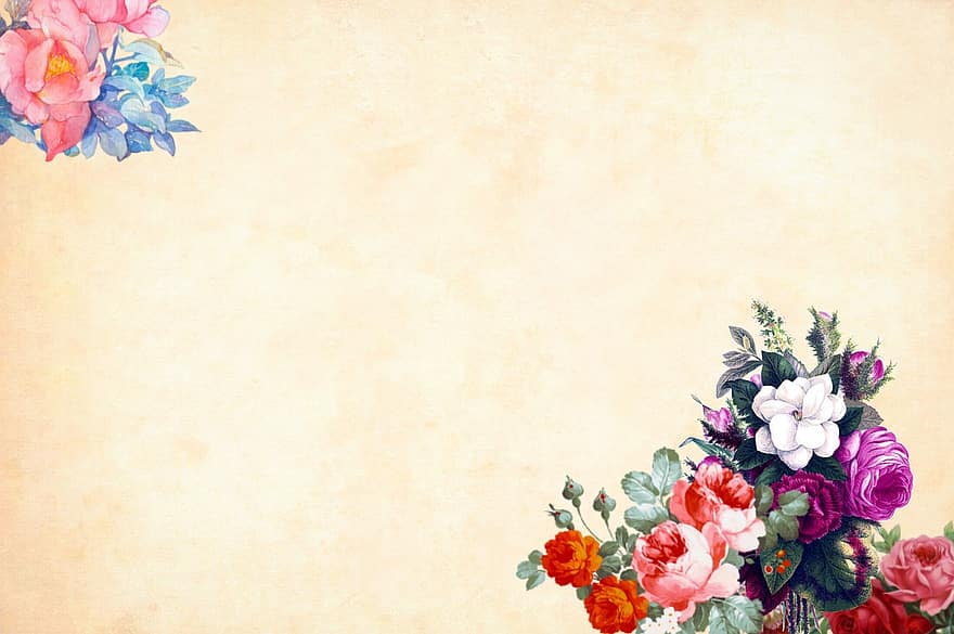 Blume, Hintergrund, Aquarell, Blumen-, Rand, Gartenrahmen, Frühling, Jahrgang, Karte, Kunst, Hochzeit