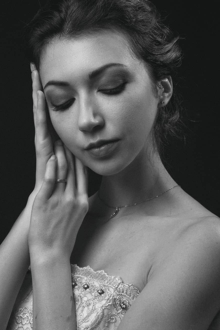 Beauty, Woman, Monochrome, Model, Face, Makeup, Girl, Beautiful, Attractive, Pose, Look