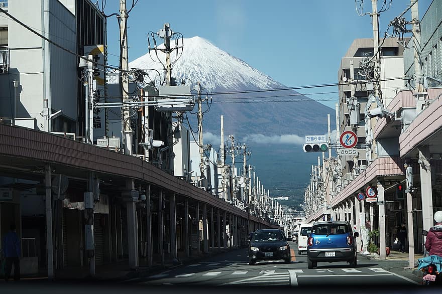 Fuji, Japán, utazás, idegenforgalom, út, autók, utca