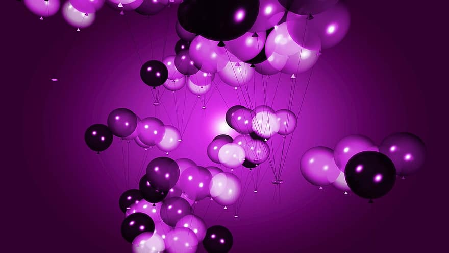 ballonger, fest, ballong, rosa, ungar, födelsedag, Lycklig, färgrik, fira, roligt, färger