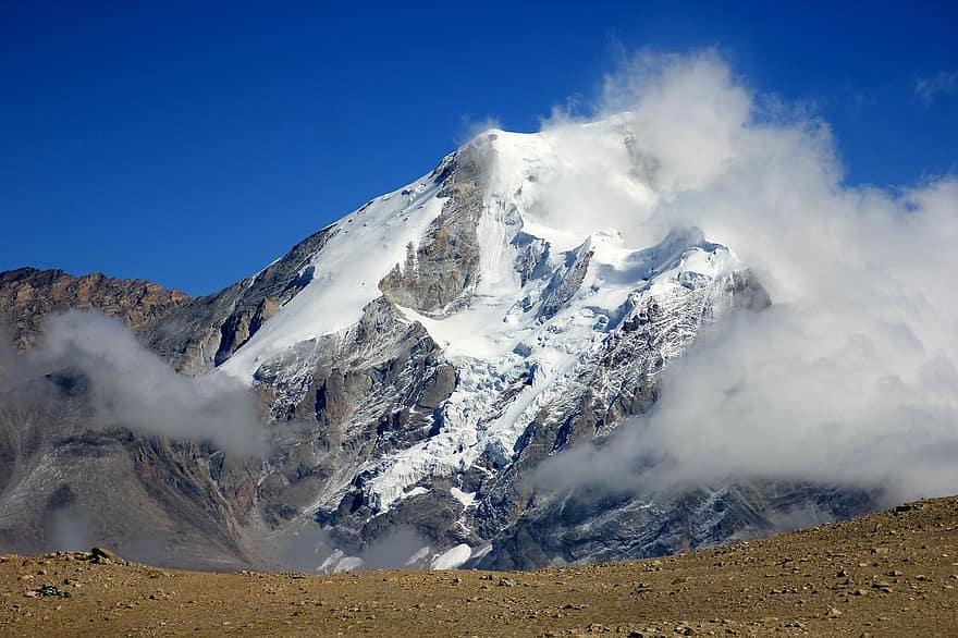kalnas, piko, sniegas, aukščiausiojo lygio susitikime, alpinizmas, nuotykius, himalajus, sikkim, kelionė, turizmą, slėnyje