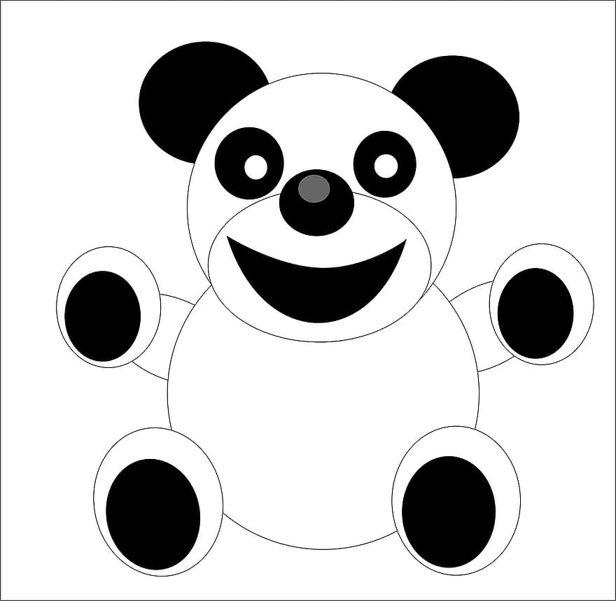 panda, skaitlis, karikatūra, lelle, sedz