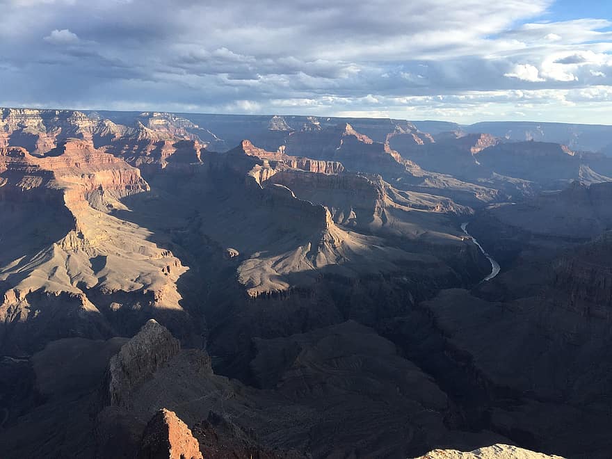canyon, tramonto, Grand Canyon, gola, scogliere, formazione rocciosa, paesaggio, natura, cielo, nuvole, scenario