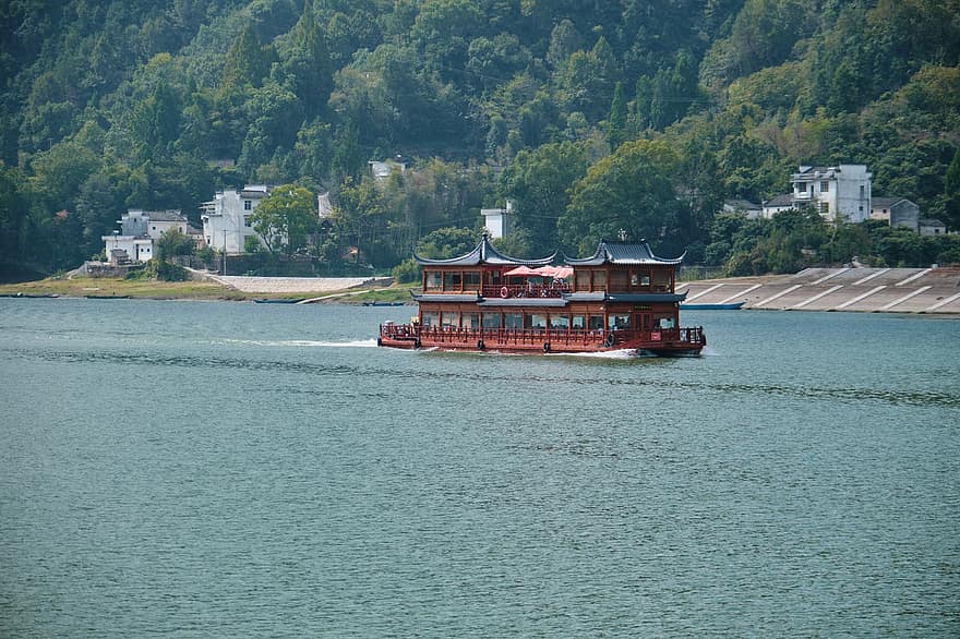 bateau, Lac, Voyage, tourisme, en plein air, Xin'anjiang