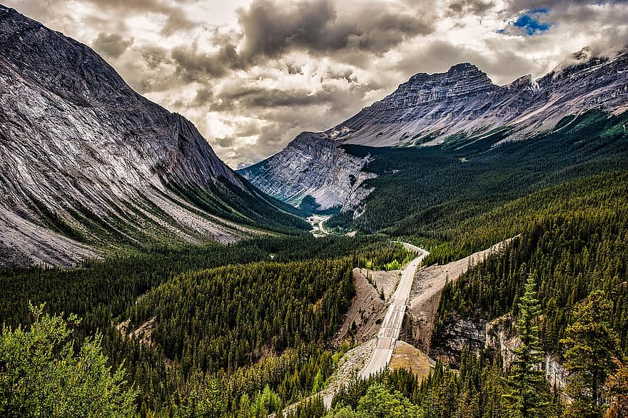 luonto, matkustaa, tutkiminen, ulkona, Banff, vuoret, vuori, maisema, metsä, Alberta, vuorijono