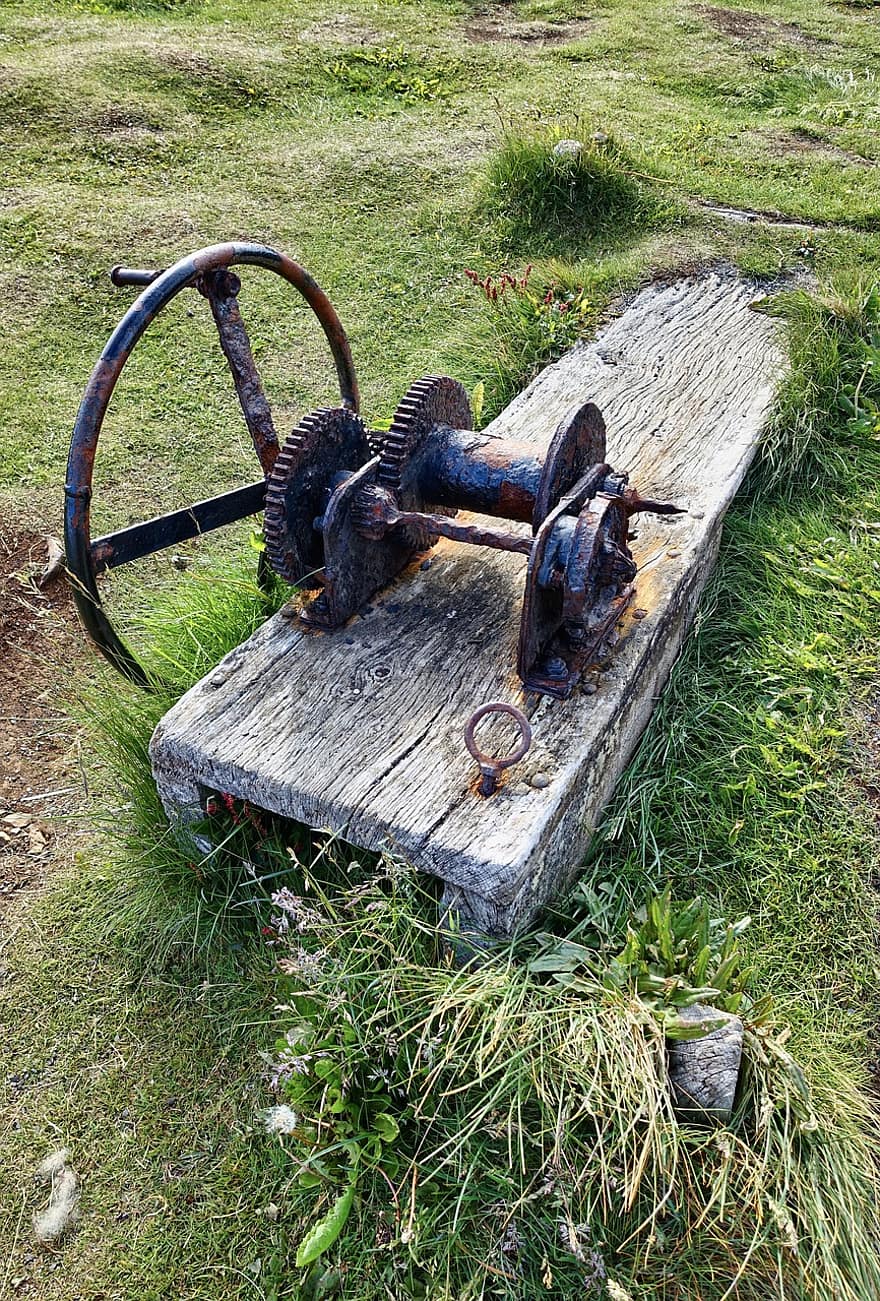 gammalt hjul, Antikt hjul, antik maskin