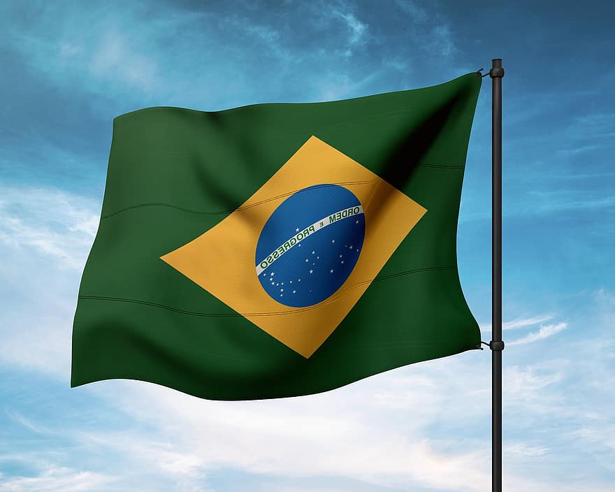 Brazil, America, Travel, Country, Football, Rio, Waving Flag, World, Map, Continent, Blue Map