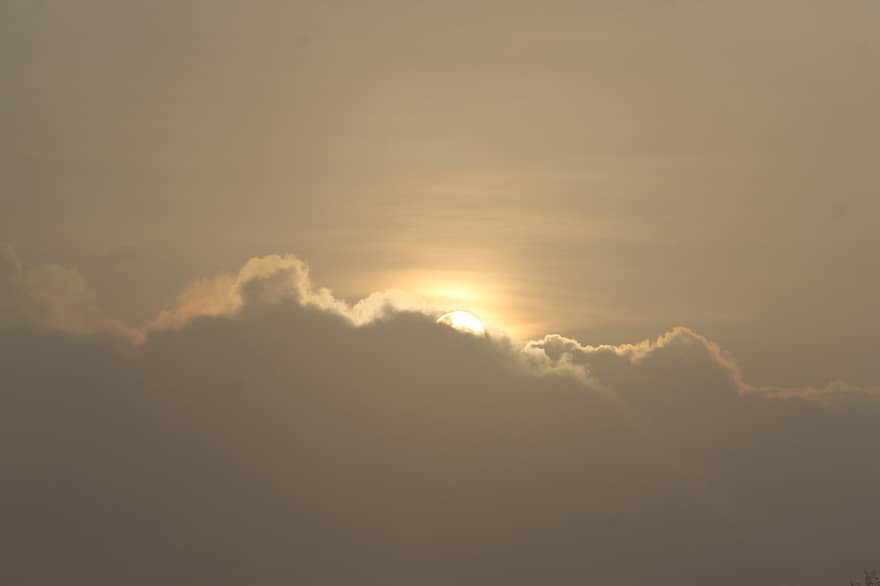 zachód słońca, chmury, niebo, słońce, białe chmury, pochmurny, zmierzch, tła, dzień, pogoda, Chmura