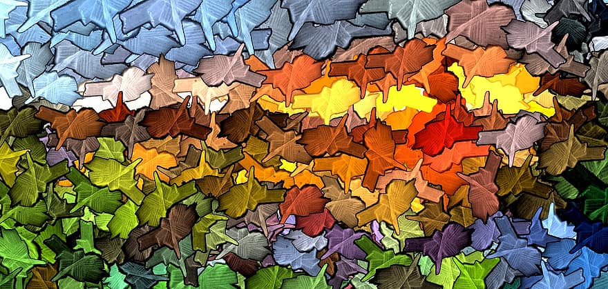 Blatt, Stilisierte Blätter, Herbst, Farbe, Farben, der Rahmen, gemälde, Malerei, abstrakt, Natur, Textur verlässt