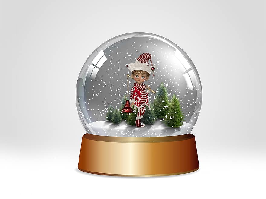 globo de nieve, cúpula de nieve, Navidad, decoración, Render 3d