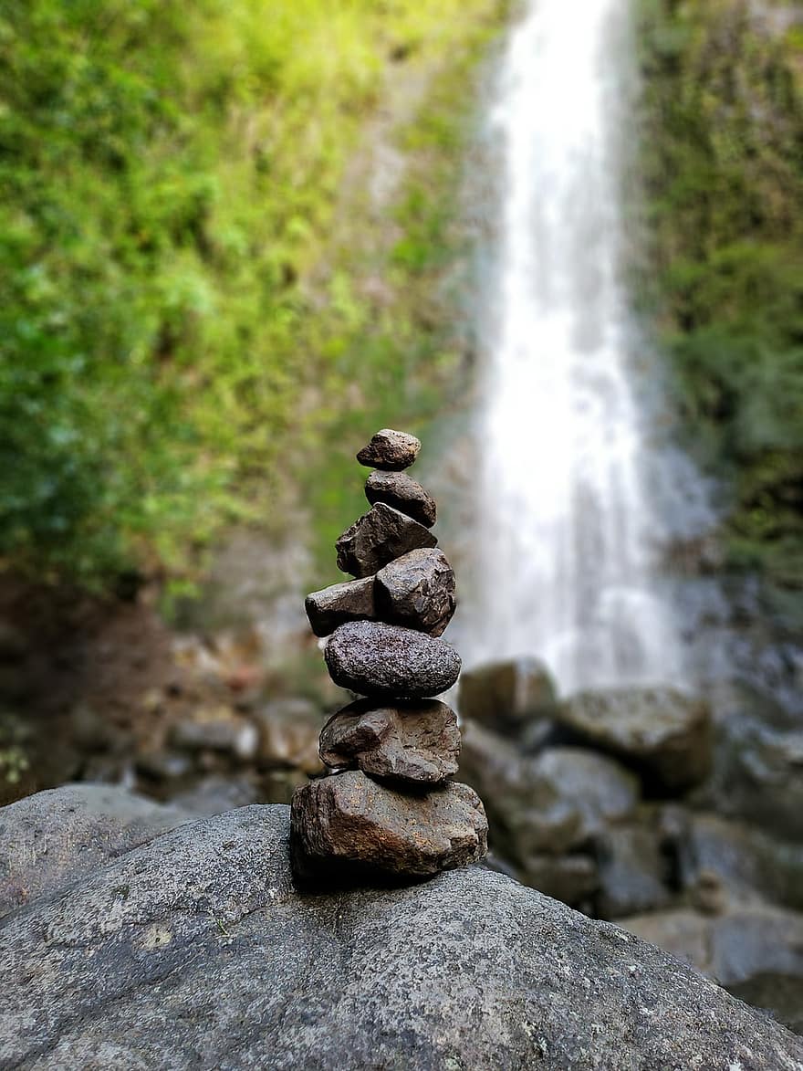 cairn, đá, thác nước, thăng bằng, thăng bằng đá, cân bằng đá, xếp đá, đống đá, Thiên nhiên