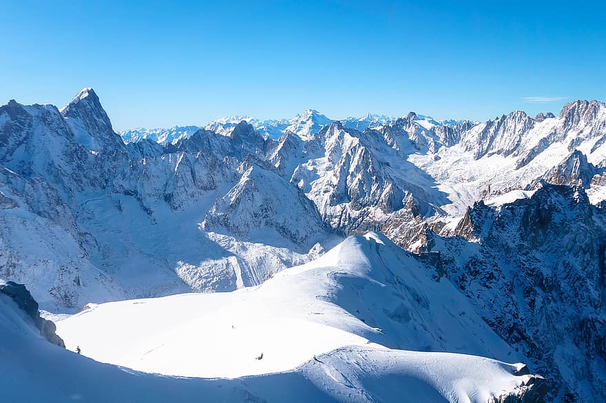bergen, bergskedja, alperna, Mont Blanc, snö, frost, topp, summit, natur, landskap, berg