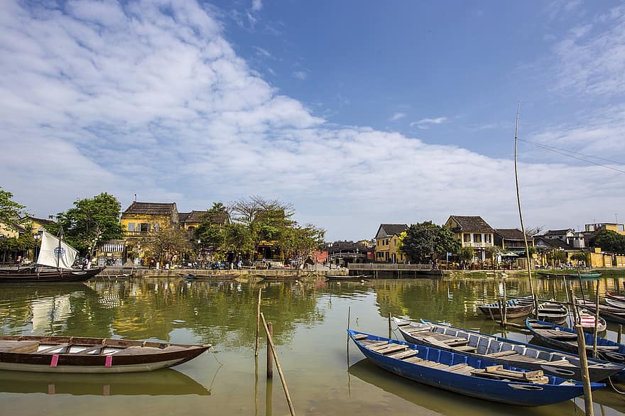 Vietnam, merhaba, nehir, tekneler, Unesco Dünya Mirası Merkezi, Asya, kültür, Su, Antik kasaba, tarihi, doğa