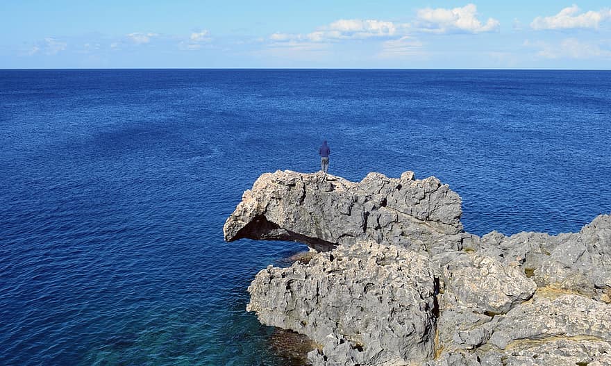steinformasjoner, cape greco, hav, klippe, kyst, natur, landskap, Seascape, blå, vann, kystlinje