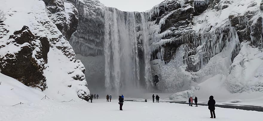 natur, vinter-, säsong, resa, turism, utomhus, reykjavik, island, snö, is, berg