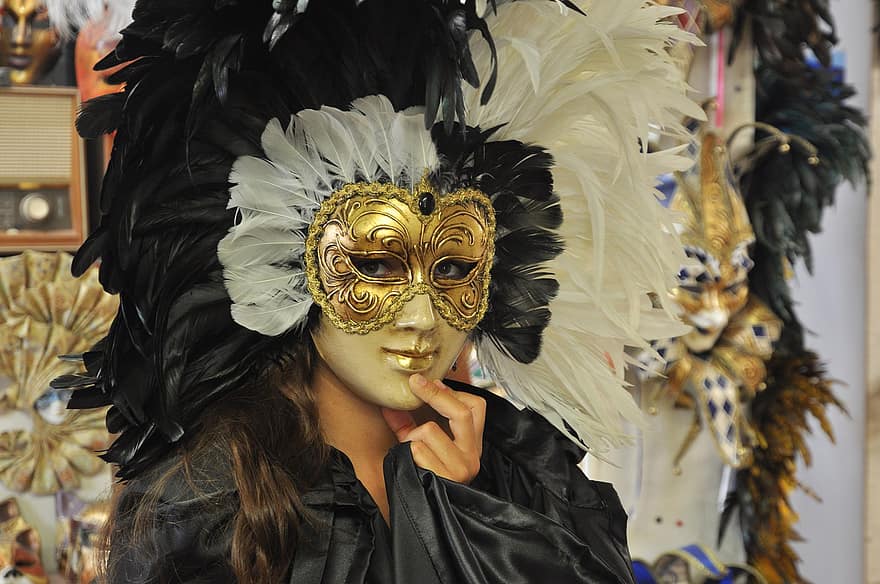 masker, kostuum, carnaval, vermomming, mysterieus, Venetië