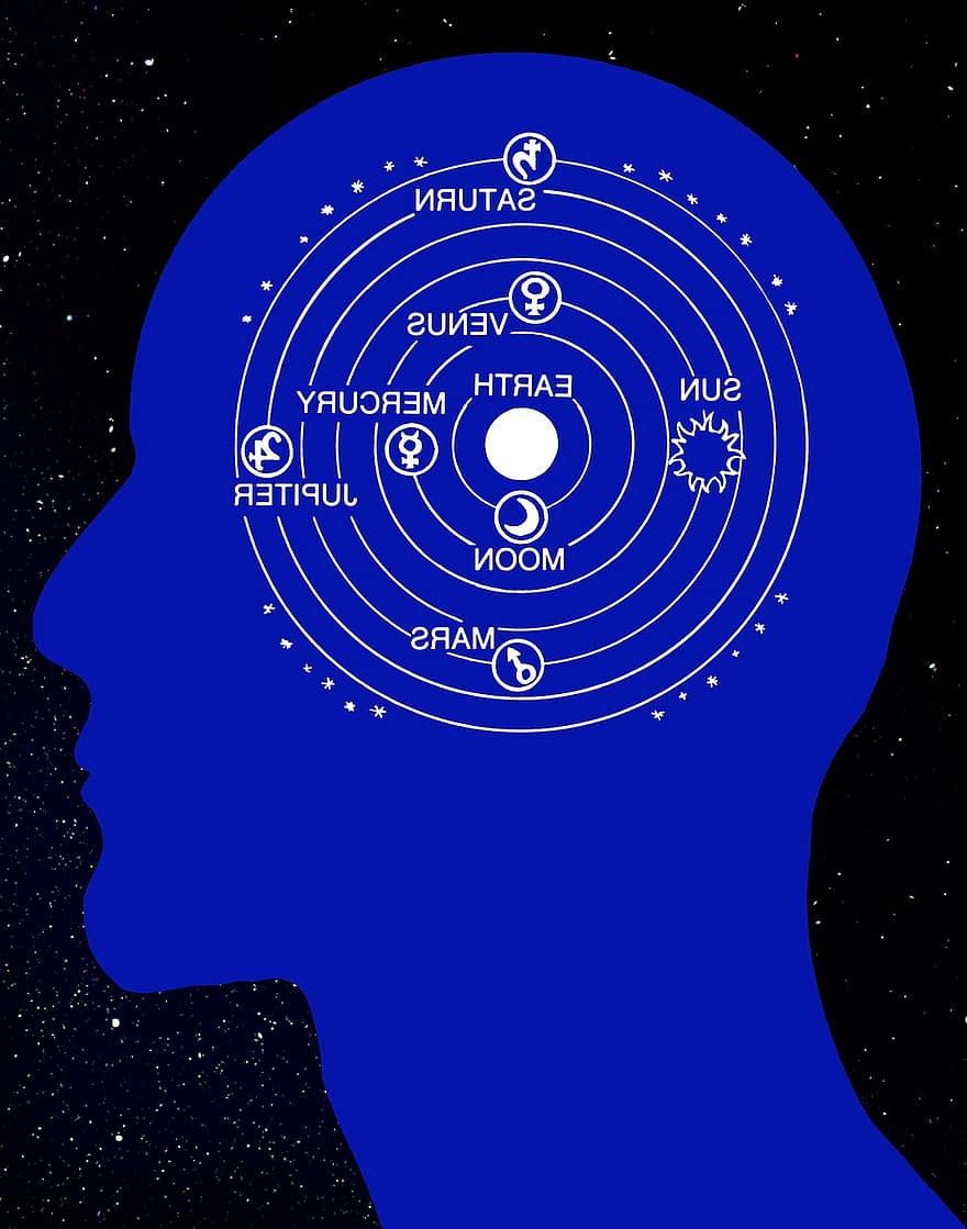 suunnitellut, aurinkokunta, verenkierto, pää, siluetti, Horoskooppi-merkki
