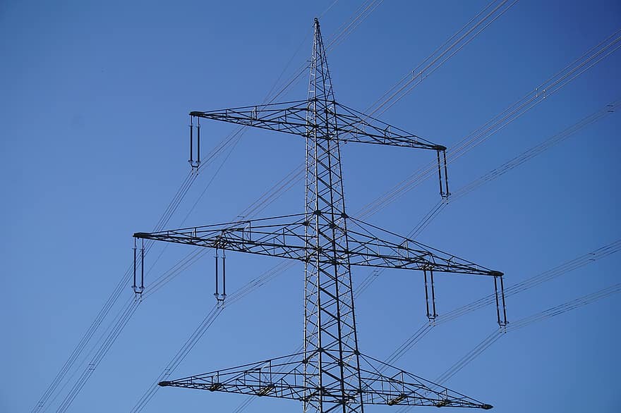 poste de energia, alta voltagem, eletricidade, isoladores