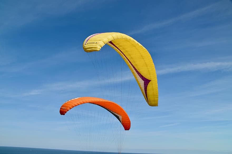Paraglider Sails, vinger, paragliding, fly, vind, seiling, hobbyer, vinge, termisk, luft, natur
